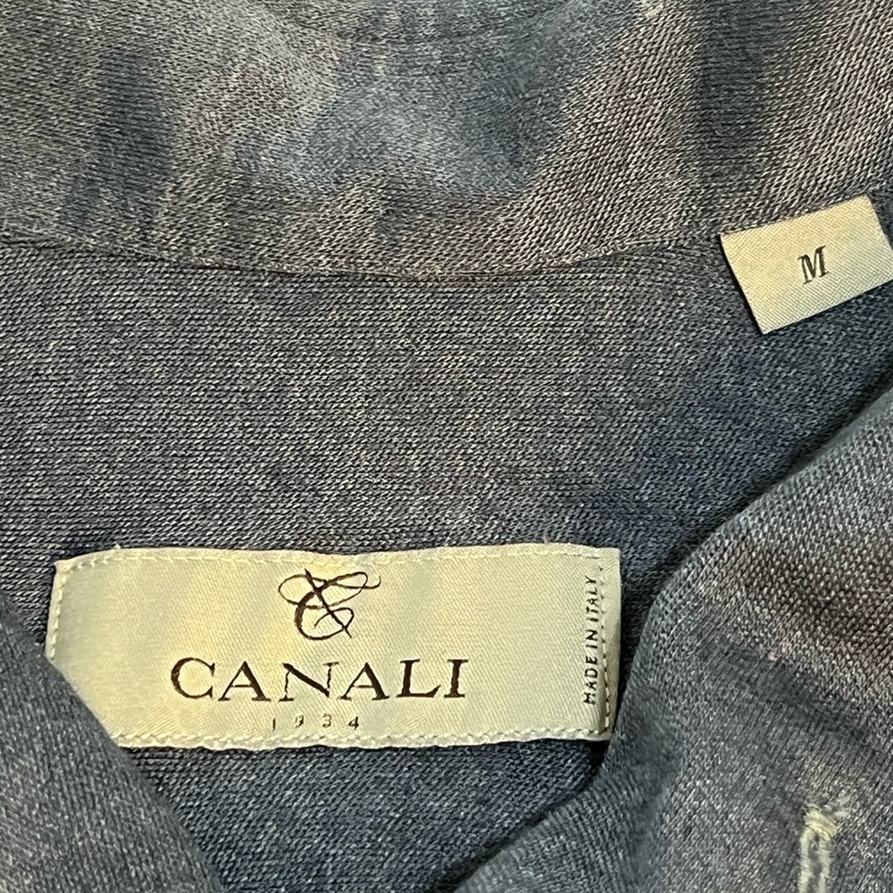 Men's CANALI COTTON JERSEY BUTTON DOWN SHIRT SZ MEDIUM BLUE - Picture 3 of 7